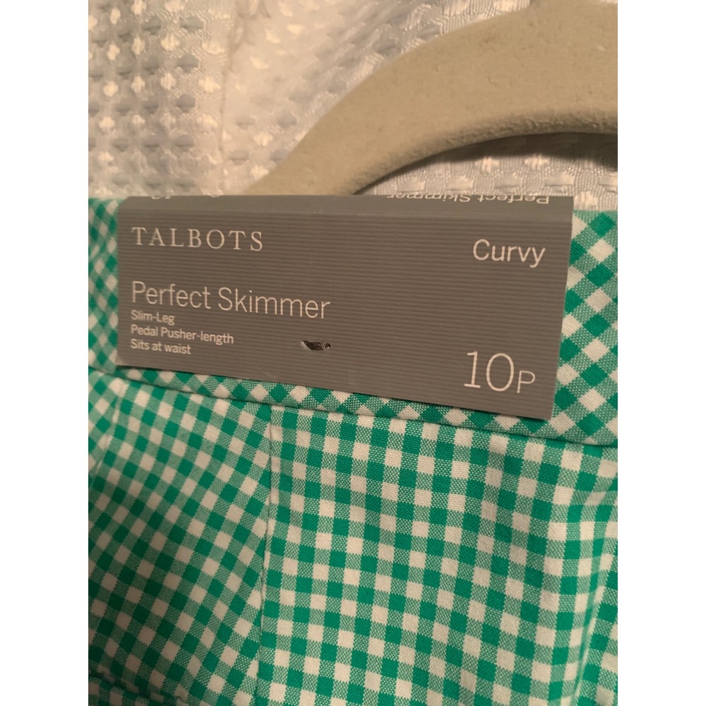 Talbots Perfect Skimmer Green Gingham Curvy Petite Slim Pedal Pusher Pants 10P - Picture 7 of 7